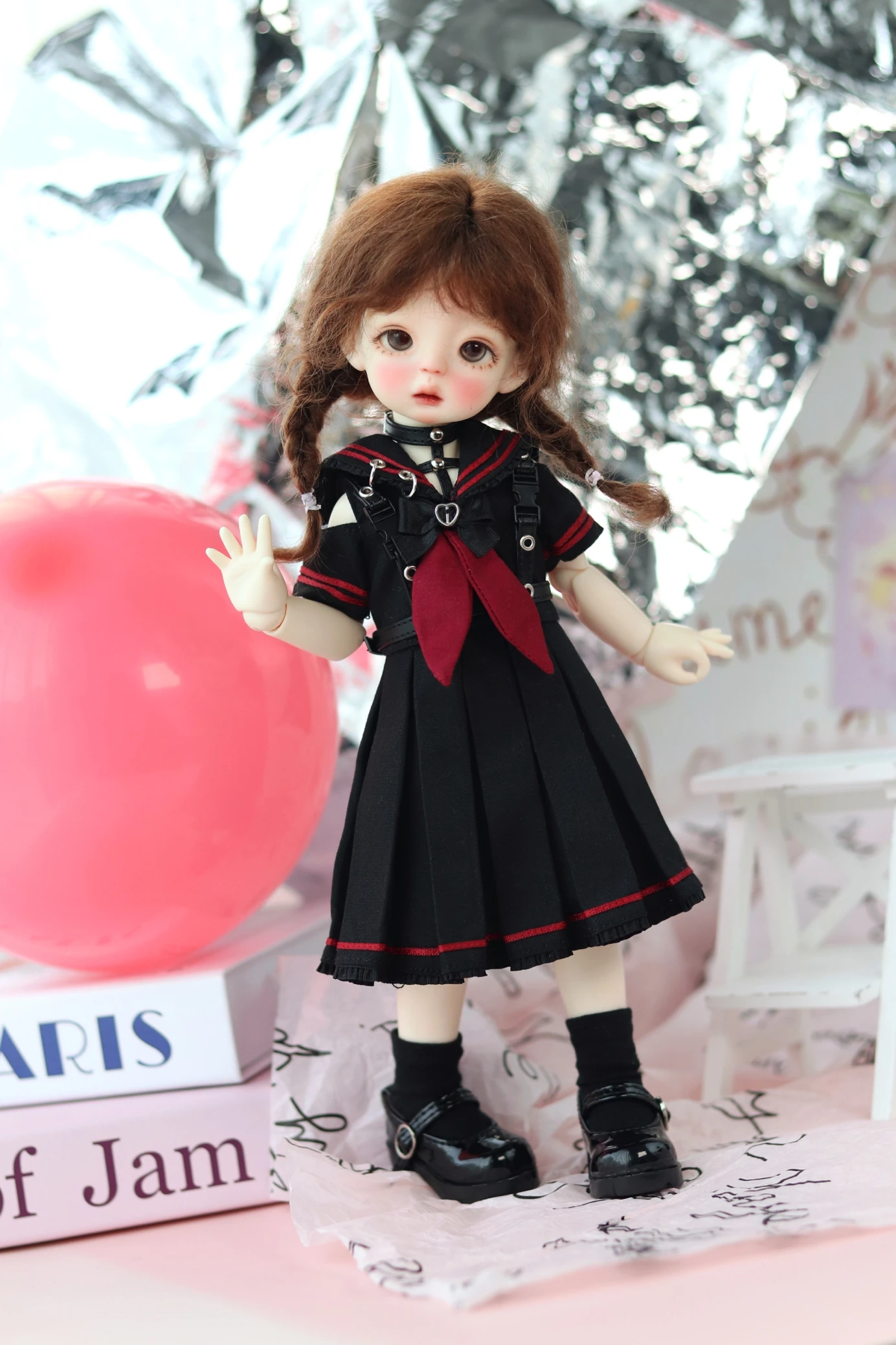 BJD doll clothes suitable for 1/6 size cute doll clothes black and purple set doll accessories (4 points)