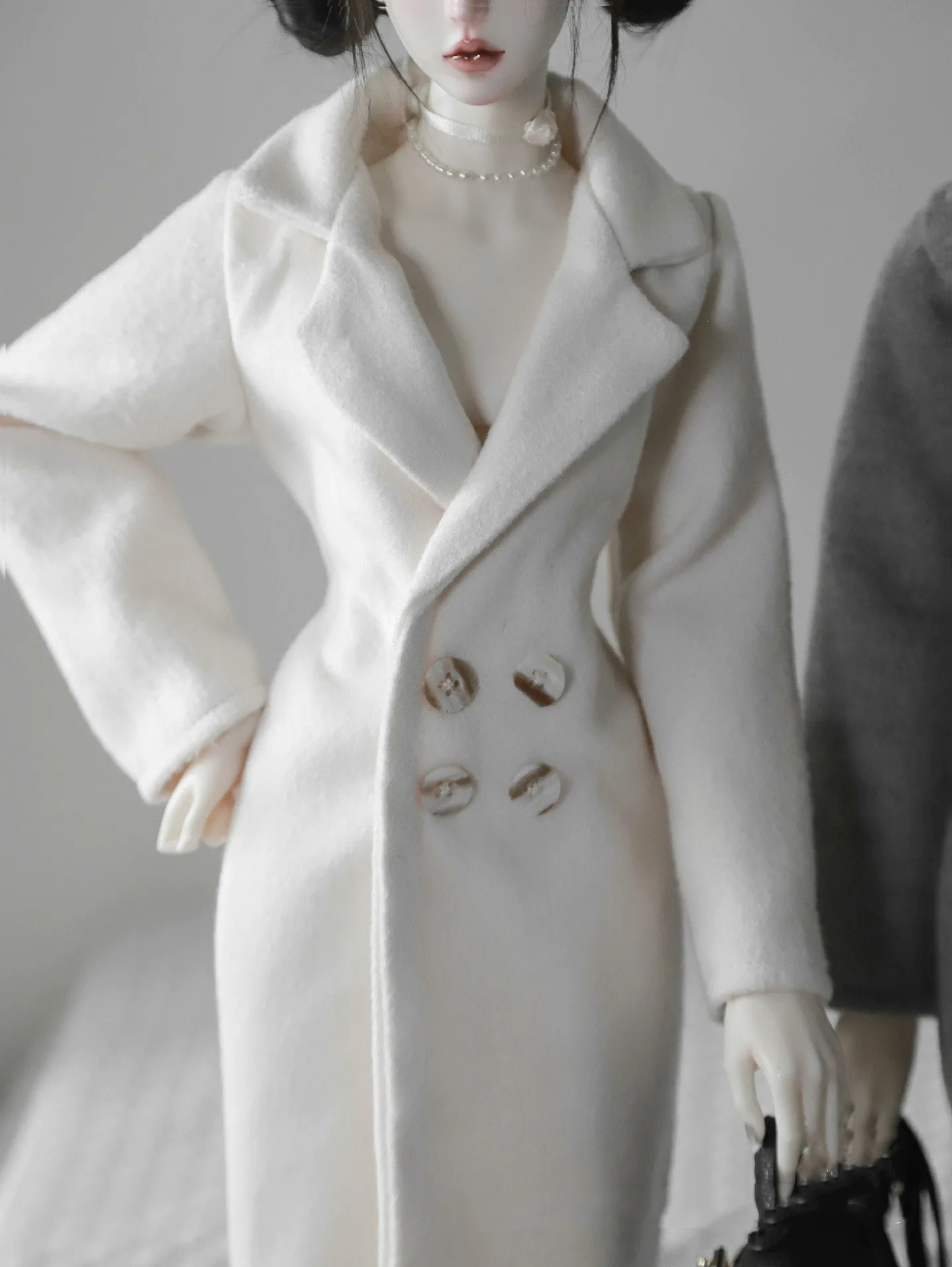 

BJD doll clothes pink/gery/off-white color coat 1 piece