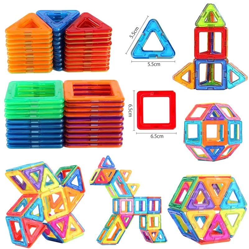 ビッグサイズ 10-100 個磁気デザイナー建設セット磁気ブロック三角形正方形アクセサリー教育玩具子供のため