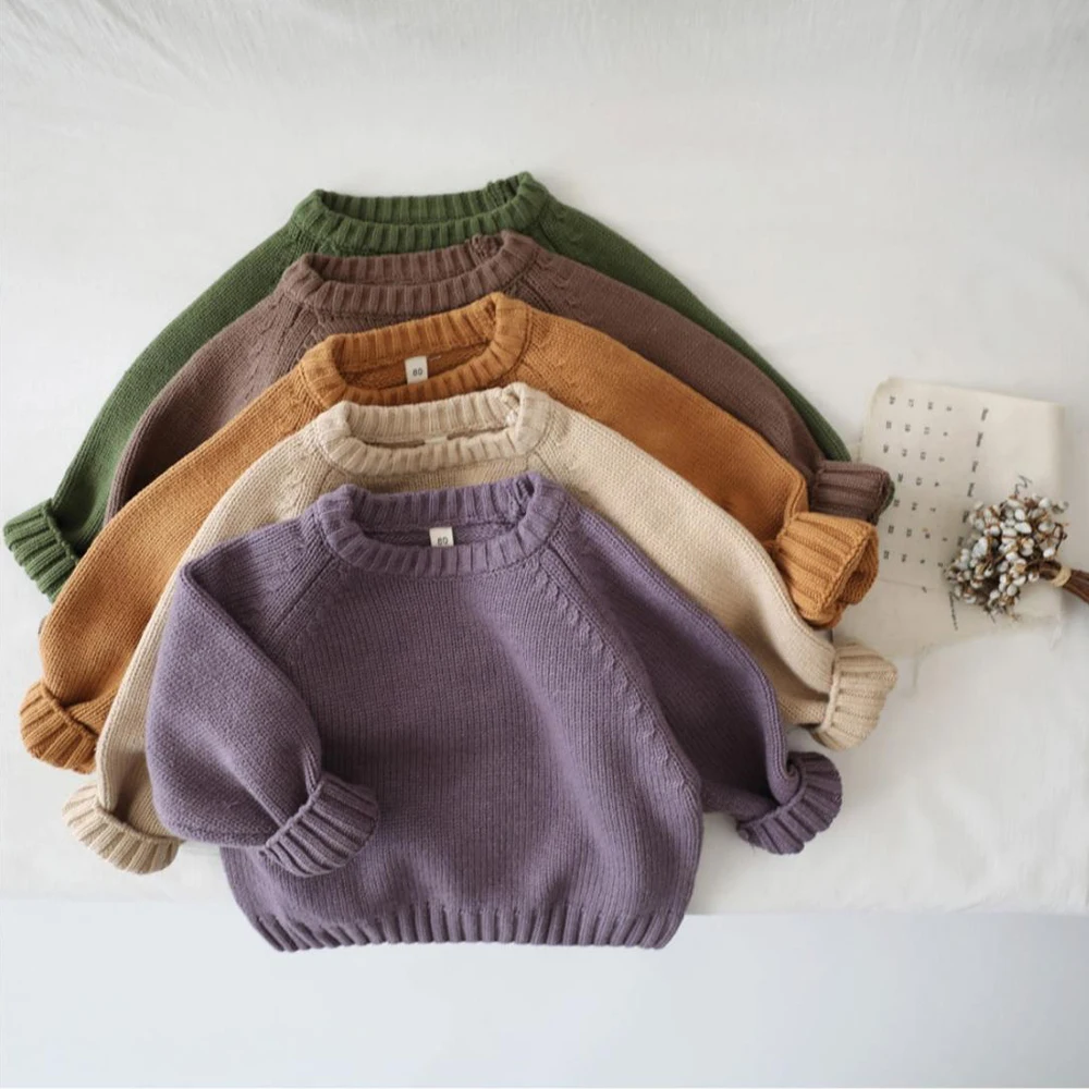 

Children's Sweater 2023 Autumn/Winter New Boys and Girls' Sweater Loose Relaxed Pullover Kids' Round Neck Sweater