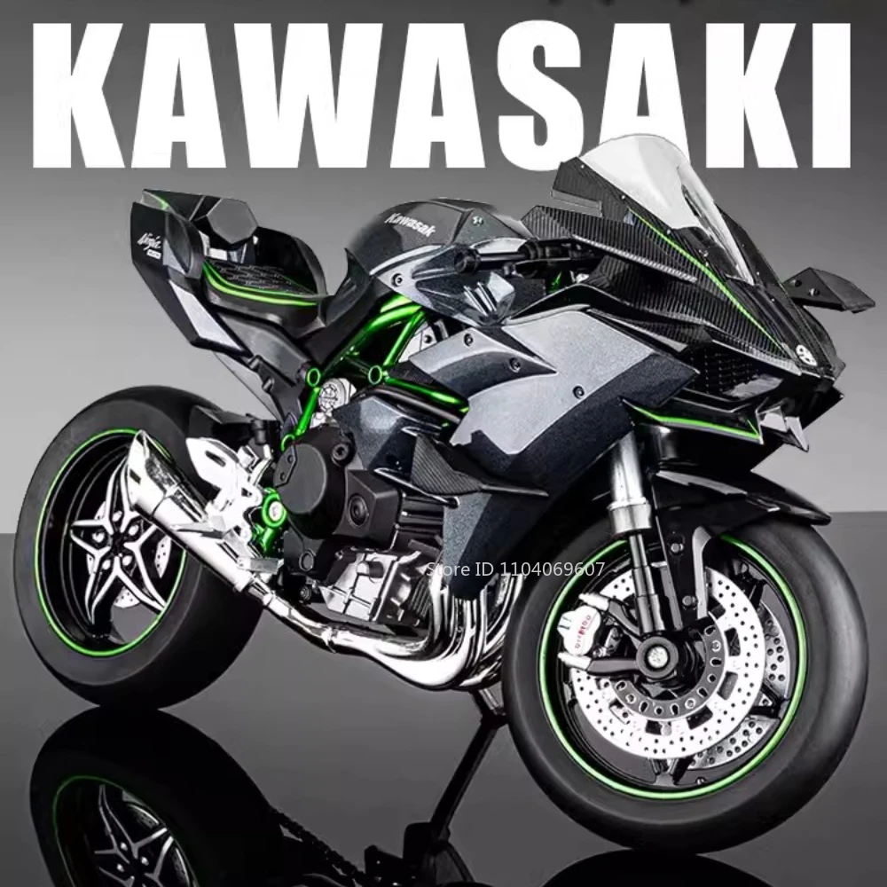 1:9 Kawasaki H2R S1000RR Motorcycle Model Toy Car Alloy Diecast Shock Absorption Motor Models Collection Decoration Gift for Boy