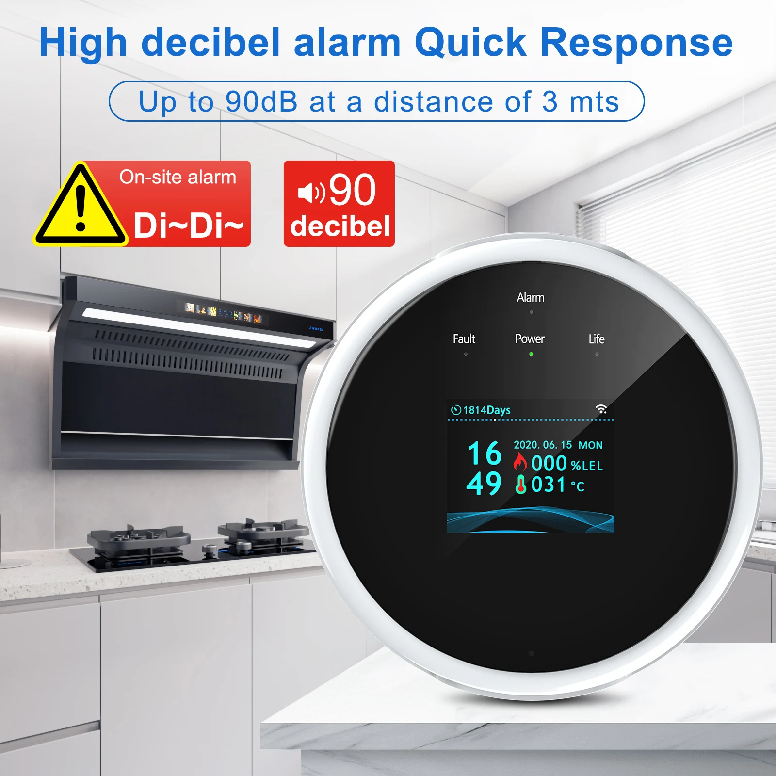 Tuya WIFI Home Gas Alarm Kitchen Gas Leakage Detector Valvola Infiammabile Allarme Gas