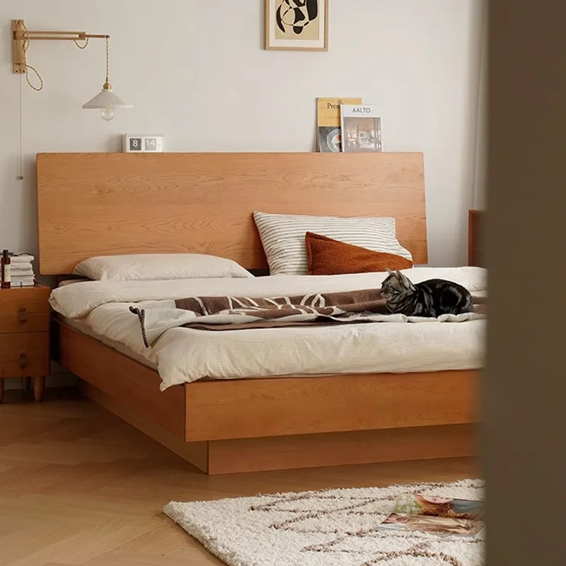 Nordic solid wood box bed 1.5 meters Japanese-style small apartment cherry wood high box storage 1.8 double bed