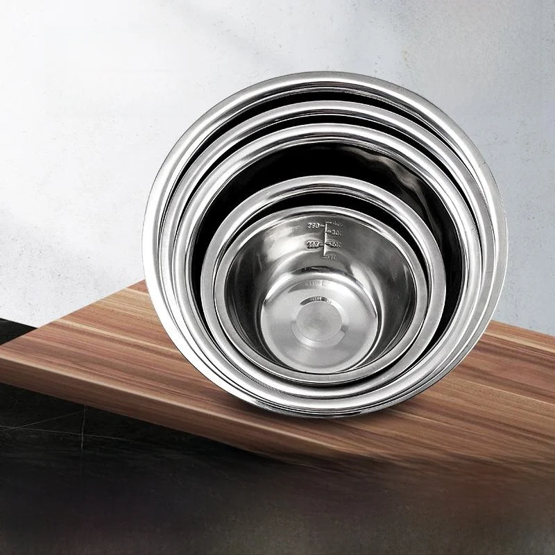 

Stainless Steel Thickened Deep Sauce Dish with Scale Salad Bowl And Dough Making Basin Multi Purpose Basin for Restaurant And...