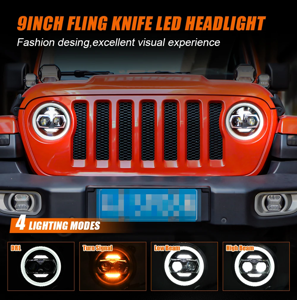 Newest 9 Inch Led Headlights with DRL Turn Signal Car Led Light for Jeep Wrangler JL JLU Sahara Rubicon Gladiator JT 2018-2022