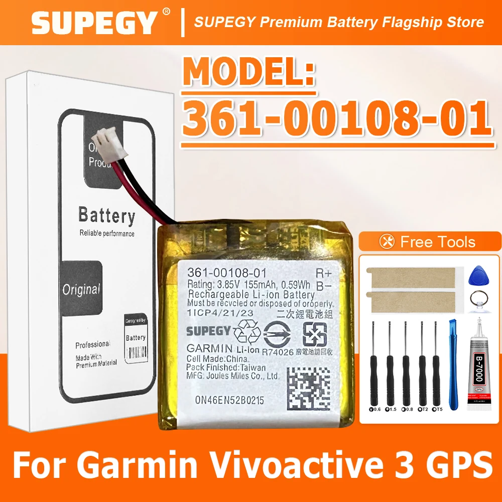

100% новая высококачественная сменная батарея 361-00108-00 361-00108-01 для умных часов Garmin Vivoactive 3 GPS, 200 мАч