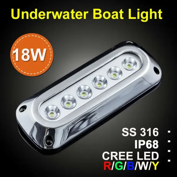 SSTT 100% Waterproof 12v Marine Underwater Led Light/ Rgb Fishing Light18W