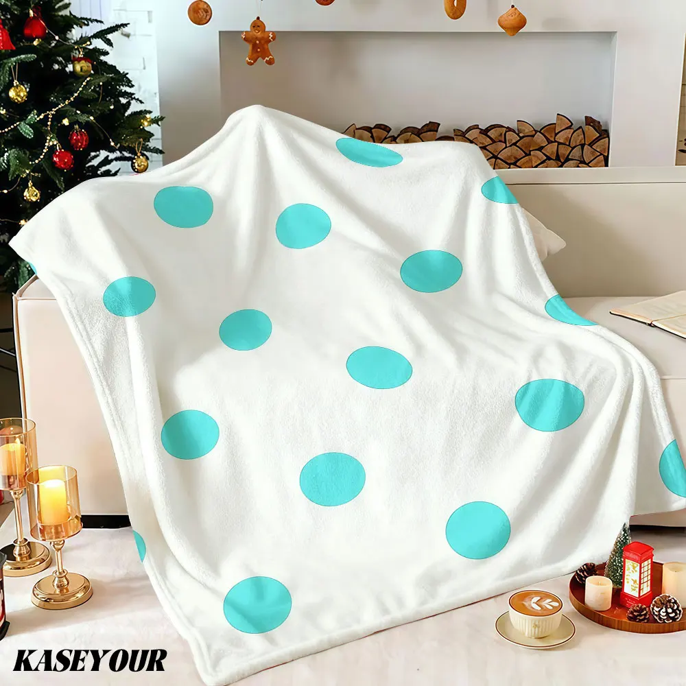 Grey Turquoise Polka Dots Winter Summer Flannel Blanket Throw Fleece Soft Fuzzy Plush Cozy Fleece Blankets for Sofa Ideal Gifts