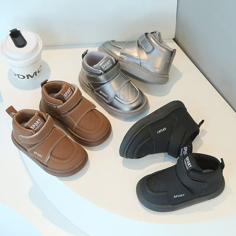 

size 21-32 Little Kids High Top Sneakers Kid Casual Shoes Boys Autumn and Winter Toddler Sneakers Children's Soft Soled Shoes