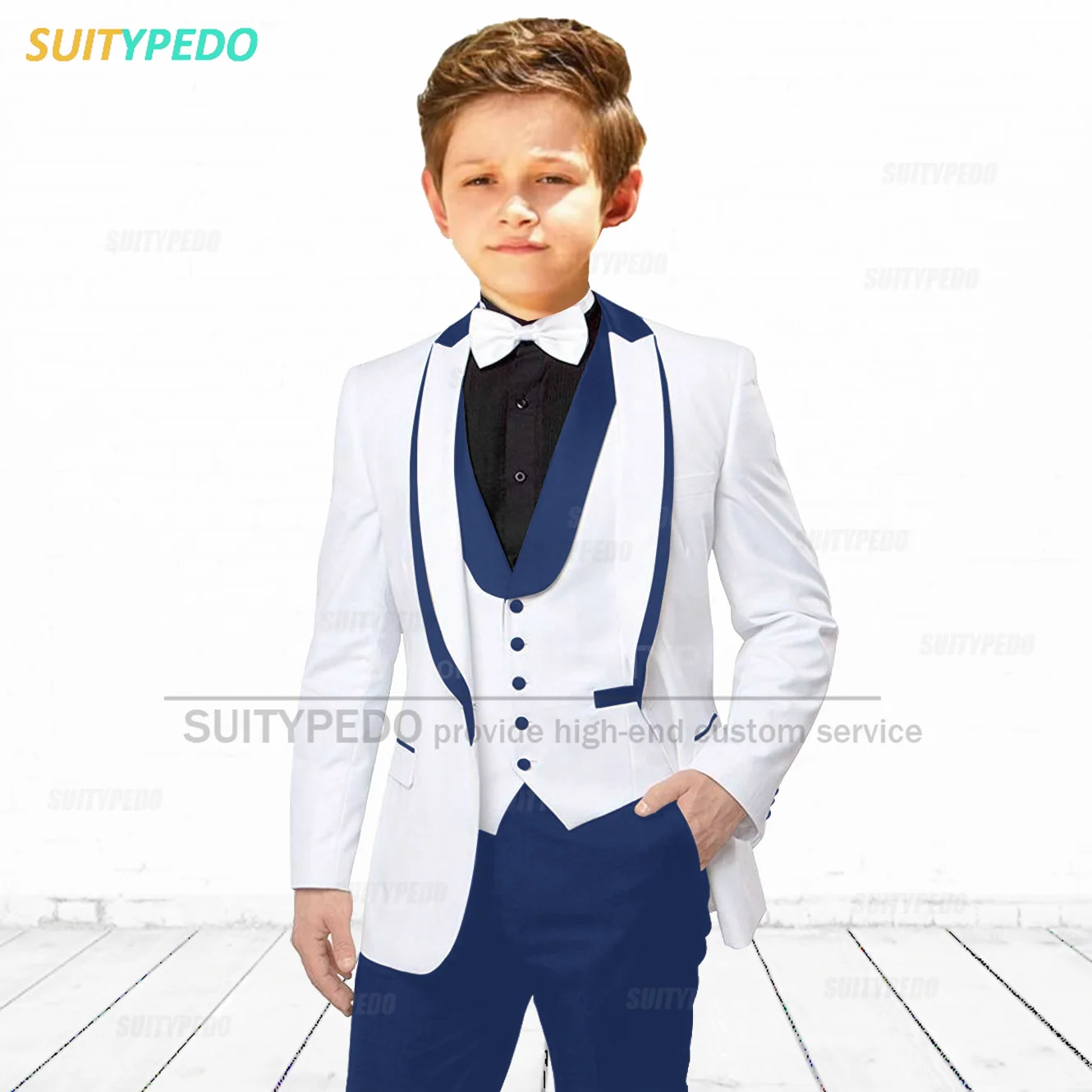 Wedding Kids Suit 3 Pieces Tailor-made Slim Fit Blazer Vest Pants Teenager Piano Performance Formal Outfits Evening Party Attire