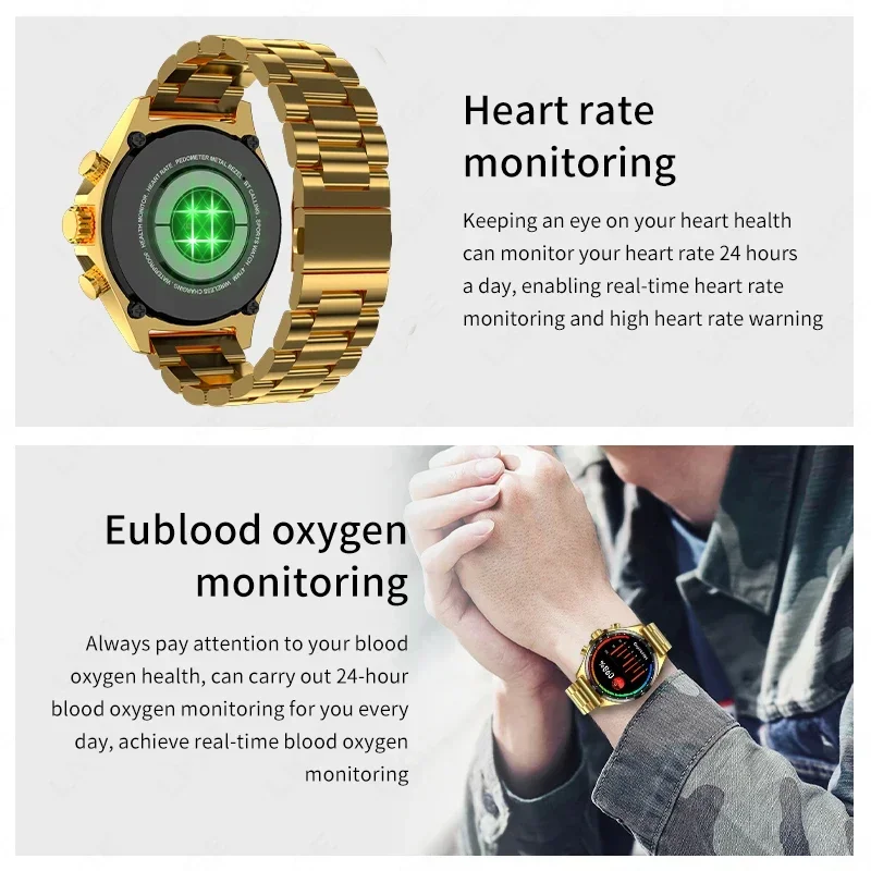 2024 New Men's Smartwatch 400mAh Battery Outdoor Compass Positioning NFC Access Control. IP68 Waterproof Fitness Health Monitor.