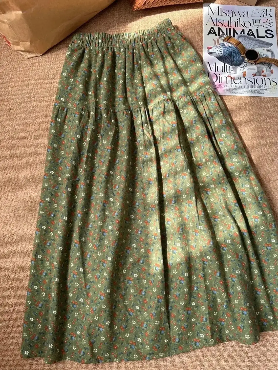 

Spring and Autumn Women's Half Skirt Casual High Waisted Printed A-line Skirt