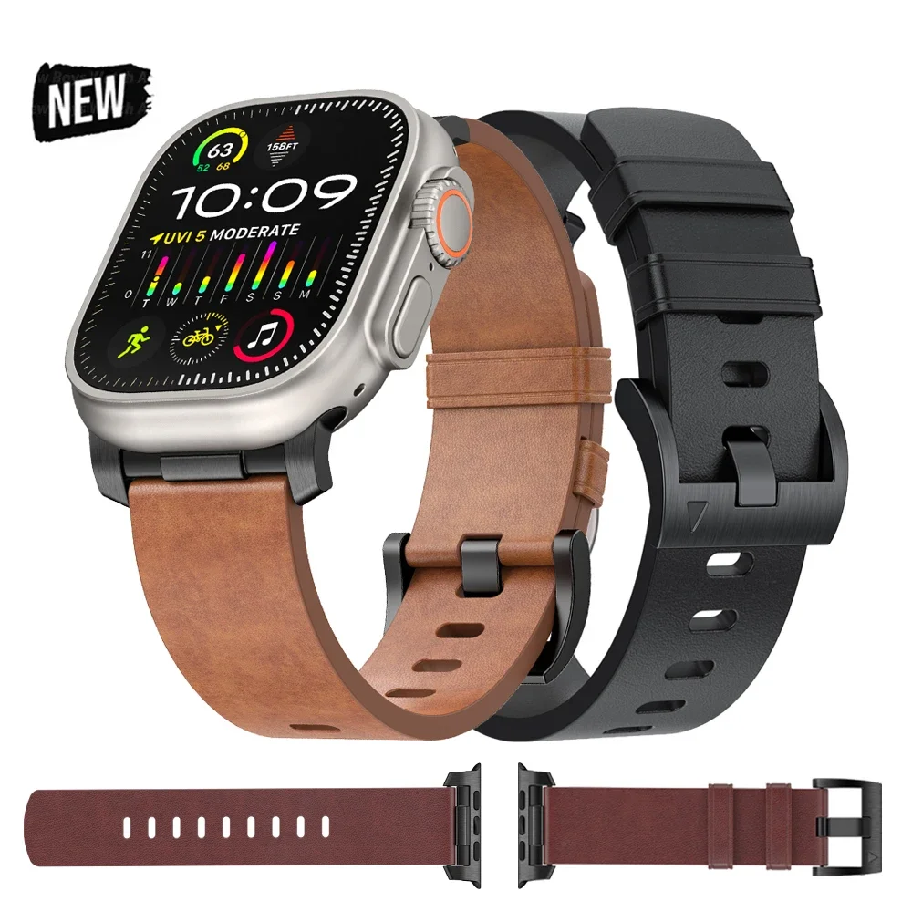 สายหนังสำหรับนาฬิกา Apple ULTRA 2 49mm Series 10 46mm 42mm สร้อยข้อมือแบบห่วงสุดหรูสำหรับ iWatch 9 8 7 45mm 41mm 6 5 4 44/40mm 38mm