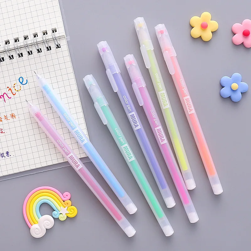 12Colors Gel Pen Set Kawaii Aesthetic Stationery Pretty Stationery Student Diary Pen Handbook Pen Color Markers School Supplies