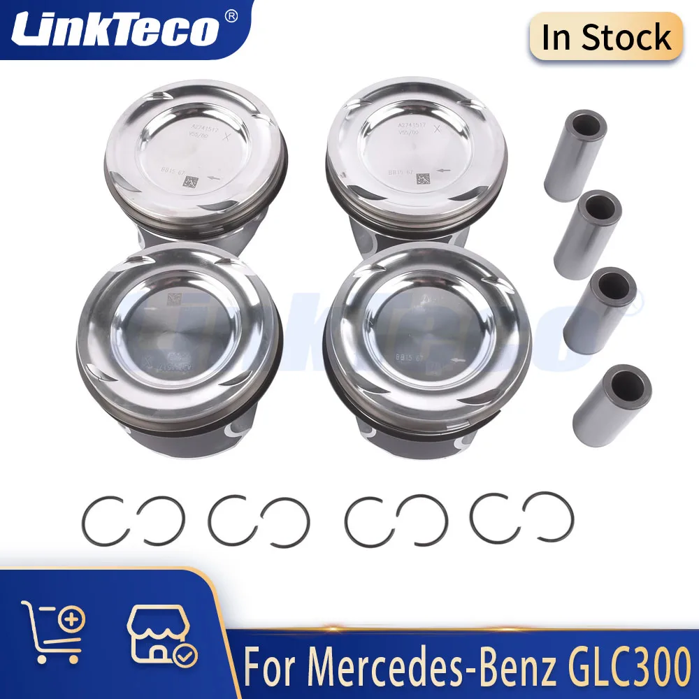 Engine Parts Piston With Rings Set Fit 2.0 L M274 For Mercedes-Benz C200 C300 C350e GLC300 SLK300 SLC300 E200 E250 E300 2.0L Gas