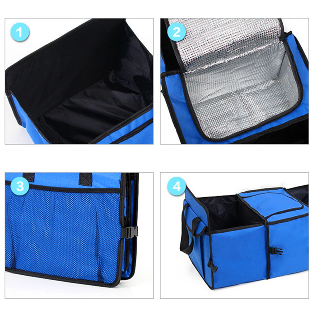 พับรถ Trunk สวมใส่กล่องเก็บกันน้ํา Auto Organizer Solid Storage กระเป๋าสีดํา