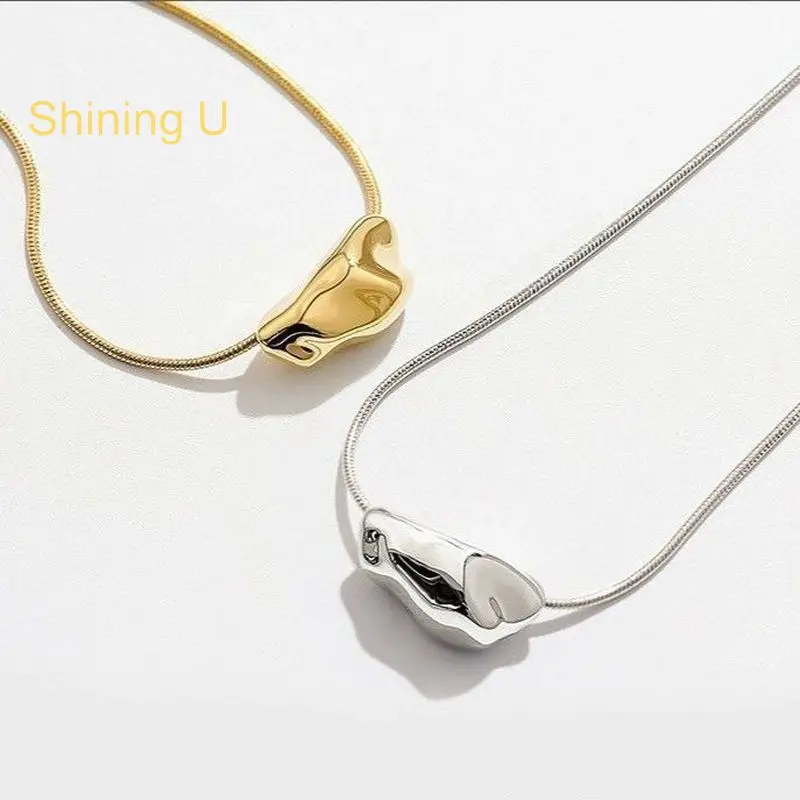 Shining U Gold Color Meteorite Shape Pendant Necklace for Women Fashion Jewelry Summer