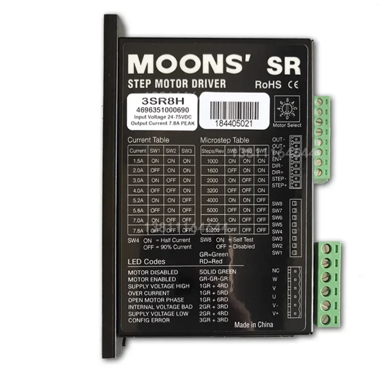 MOONS 3SR 8H 스텝퍼 모터 드라이버, 48vdc 3 상 스테핑 모터 컨트롤러