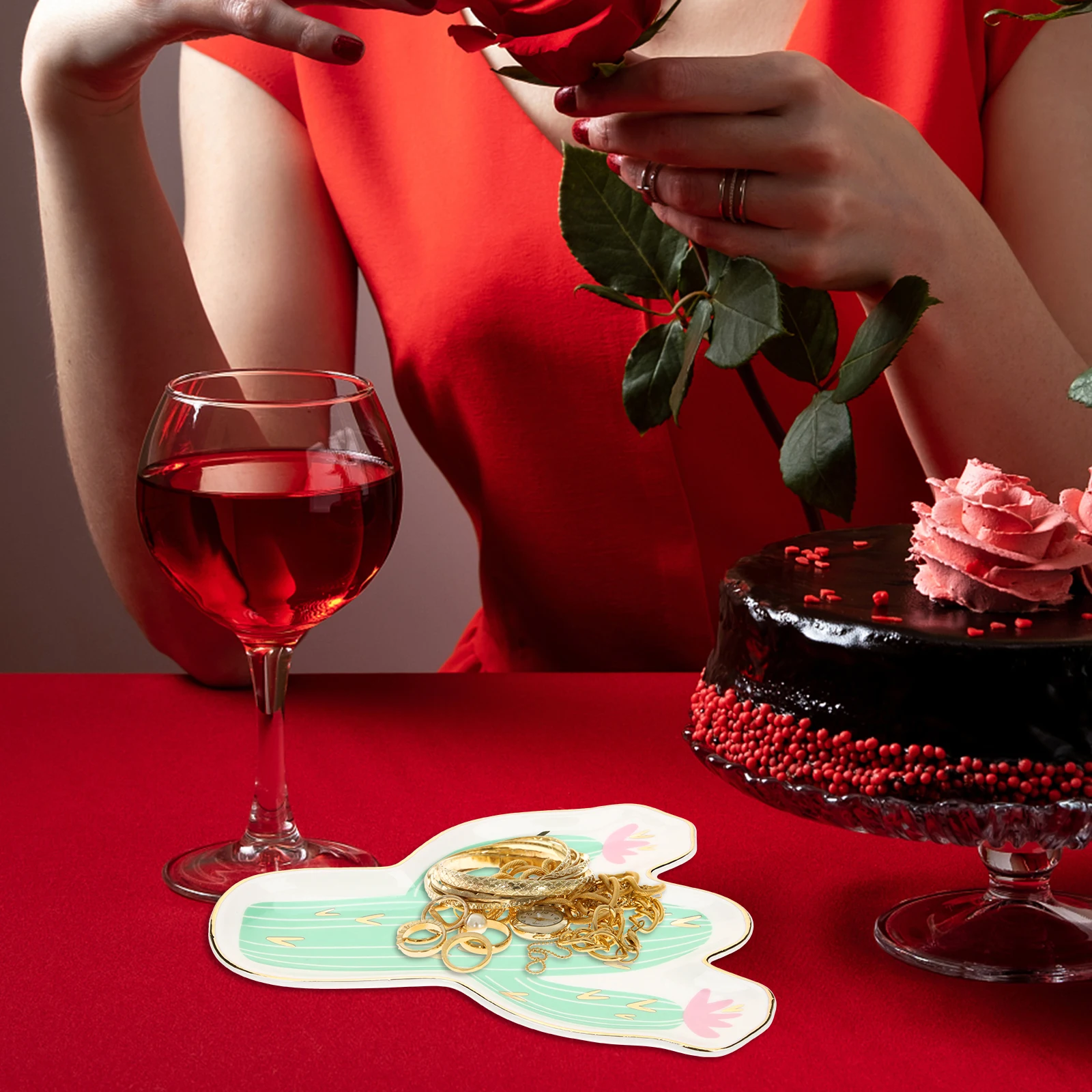 

Ceramic Jewelry Tray Fine Craft Cactus Shape Ring Holder Dish Jewelry Organizer Perfect Gift Ring Tray Trinket Holder