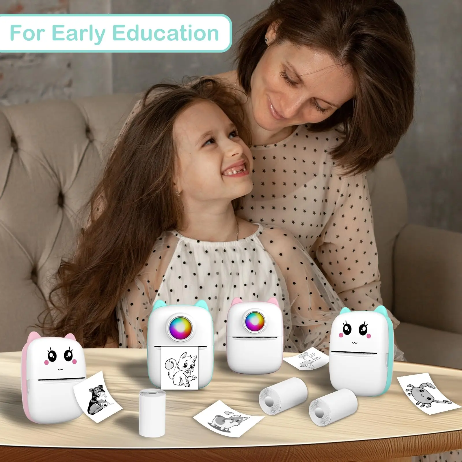 10 Rolls Thermal Paper for Mini Printer, Mini Pocket Printer Sticker Paper for Most Kids Instant Camera,57 x 25,for Photos