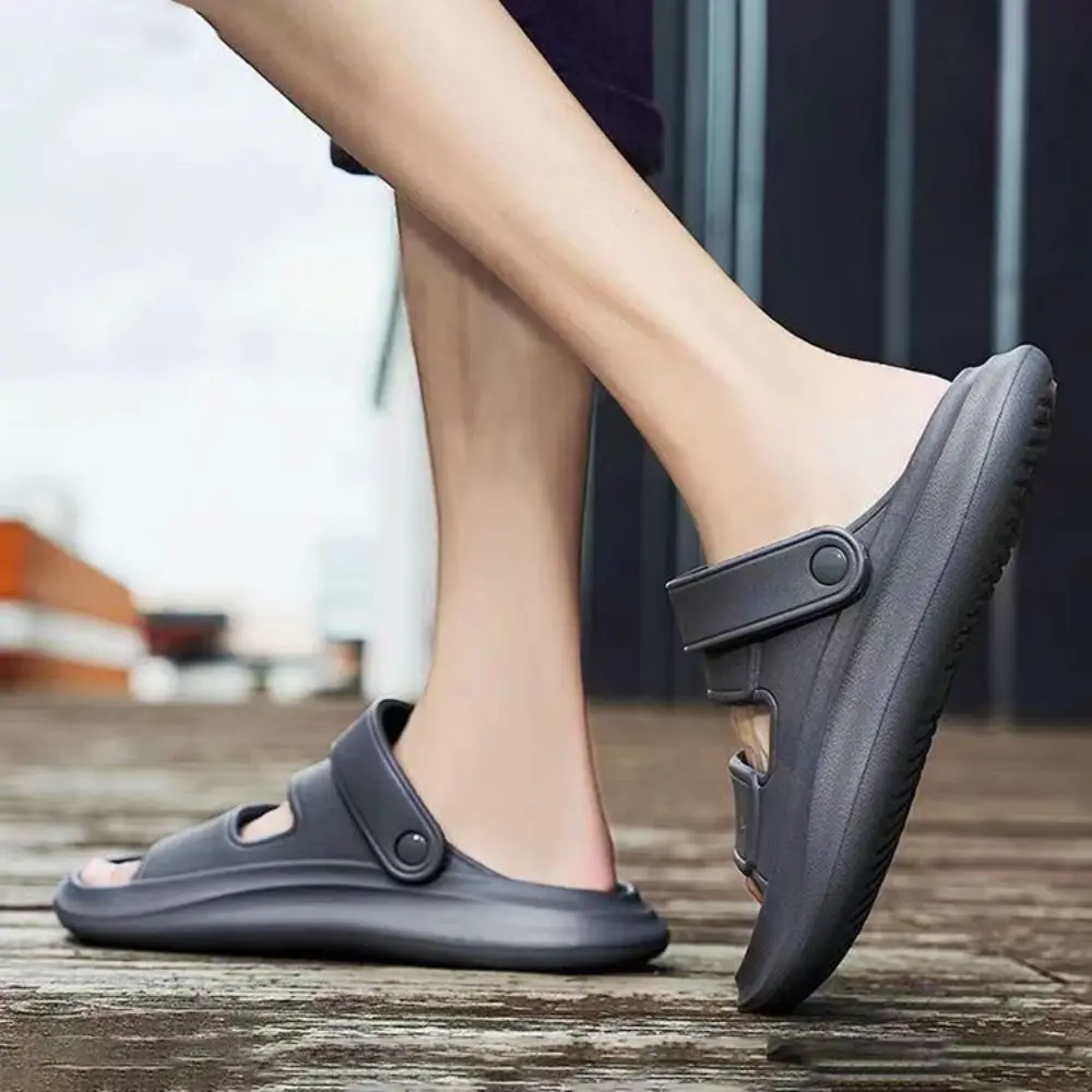 

Casual Anti Slip EVA Flats Slippers Anti Odor Beachwear Platform Slides Sandals Open-toe Shoes Slippers for Men Bathroom