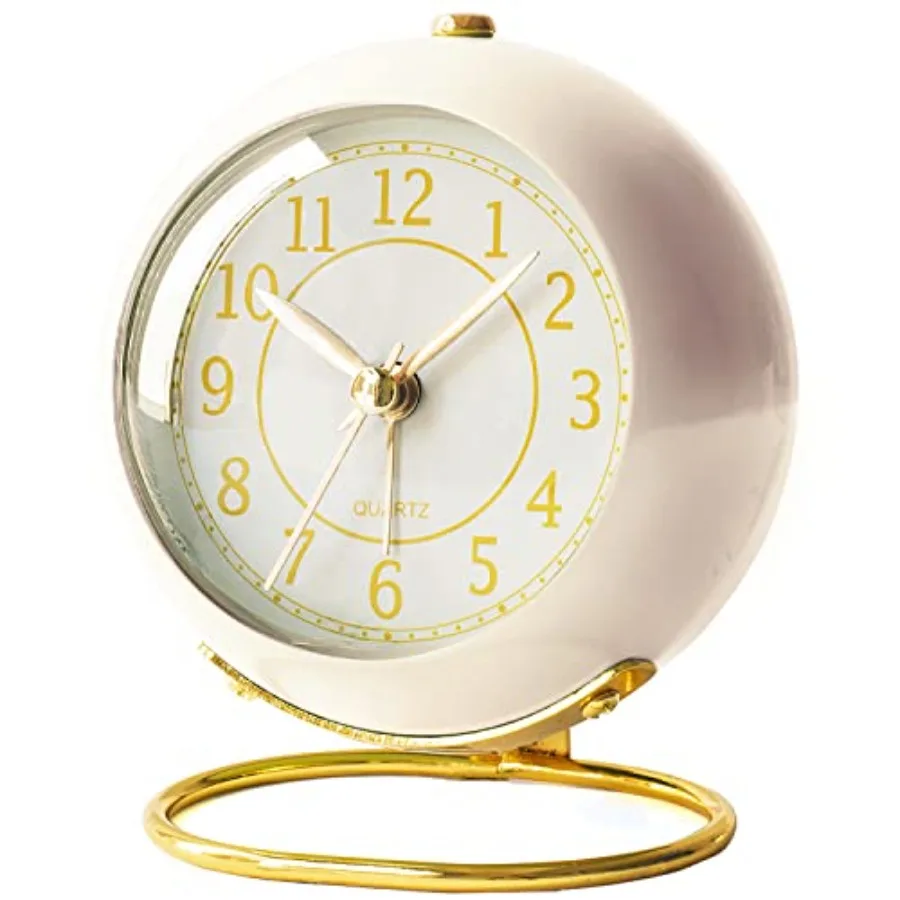 

® Battery Operated Desk Alarm Clock with Light, Silent No Ticking, Small Table Clock for Bedside/Bedroom/Living Room/Office/Tra