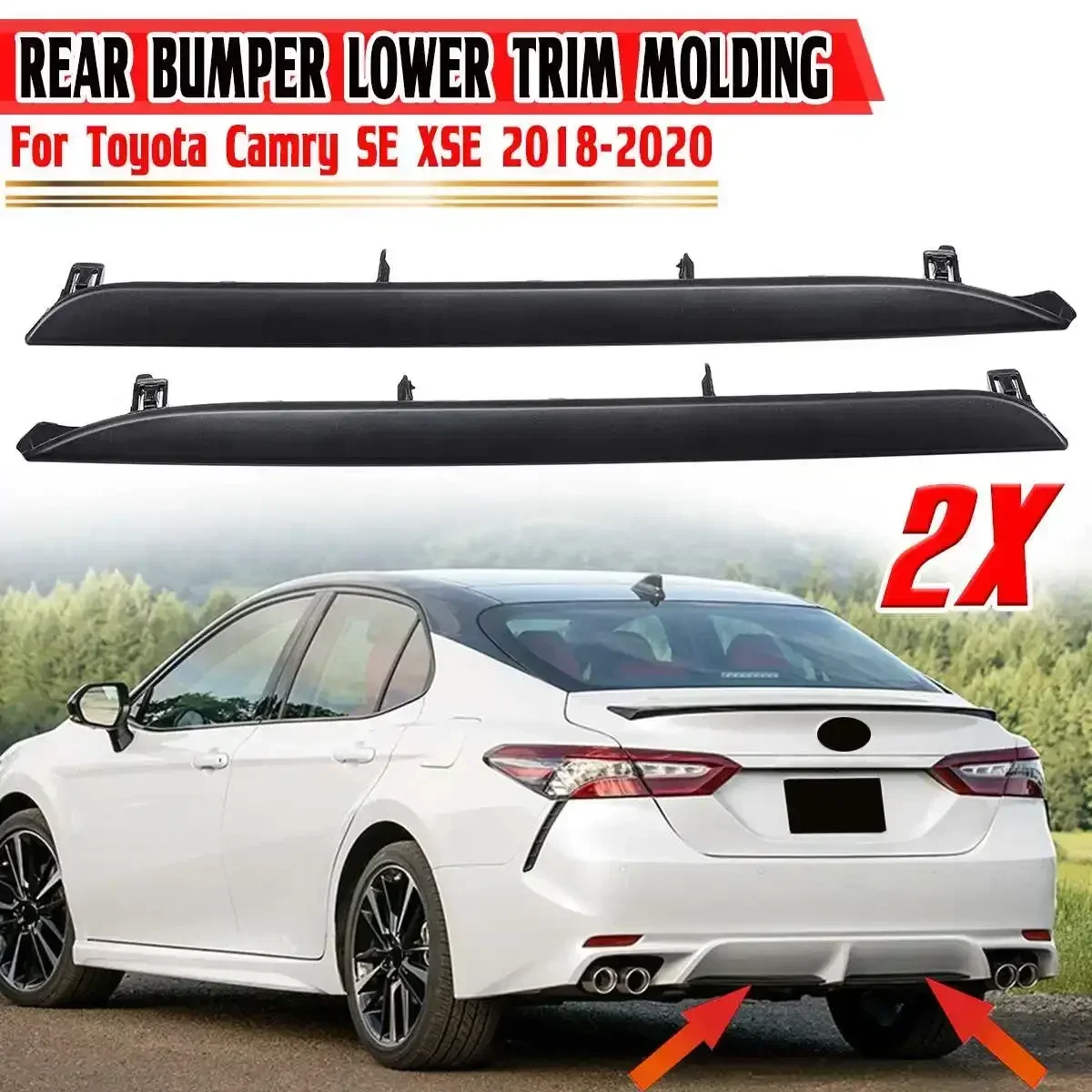 Pair XSE Rear Bumper Diffuser Lip Splitters Car Rear Bumper Protector Diffuser Spoiler For Toyota For Camry SE XSE 2018-2020