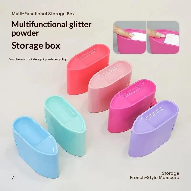 1Pcs Manicure Storage Case Double Layer Nail Glitter Powder Recycling Box Sequin Collect Box Dip Powder Rhinestone Container