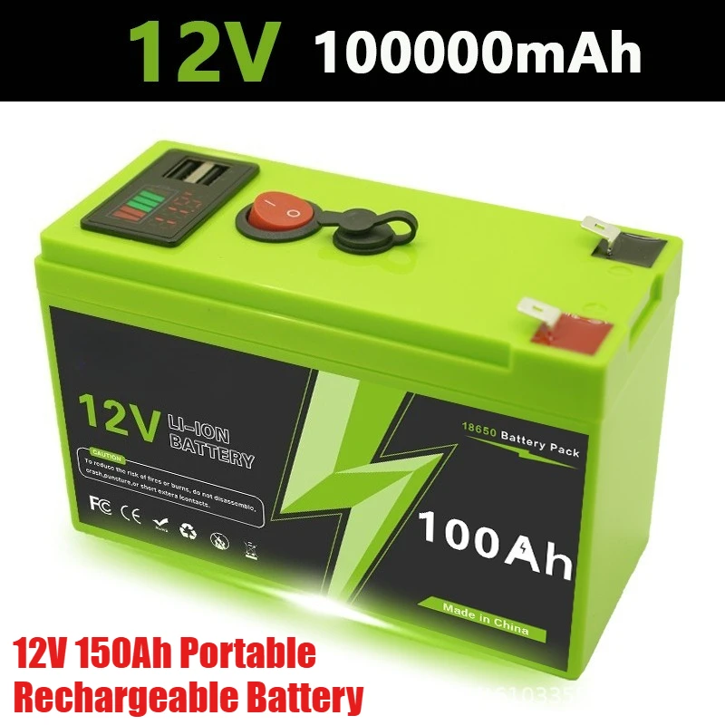 

12V Portable Rechargeable Battery with USB Power Display Port, Multi-purpose Backup Power Supply