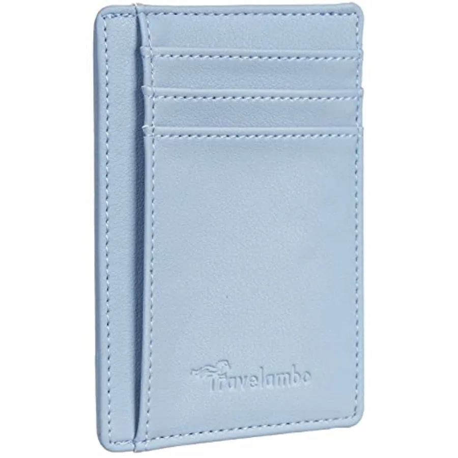 

Travelambo Front Pocket Minimalist Leather Slim Wallet RFID Blocking Medium Size