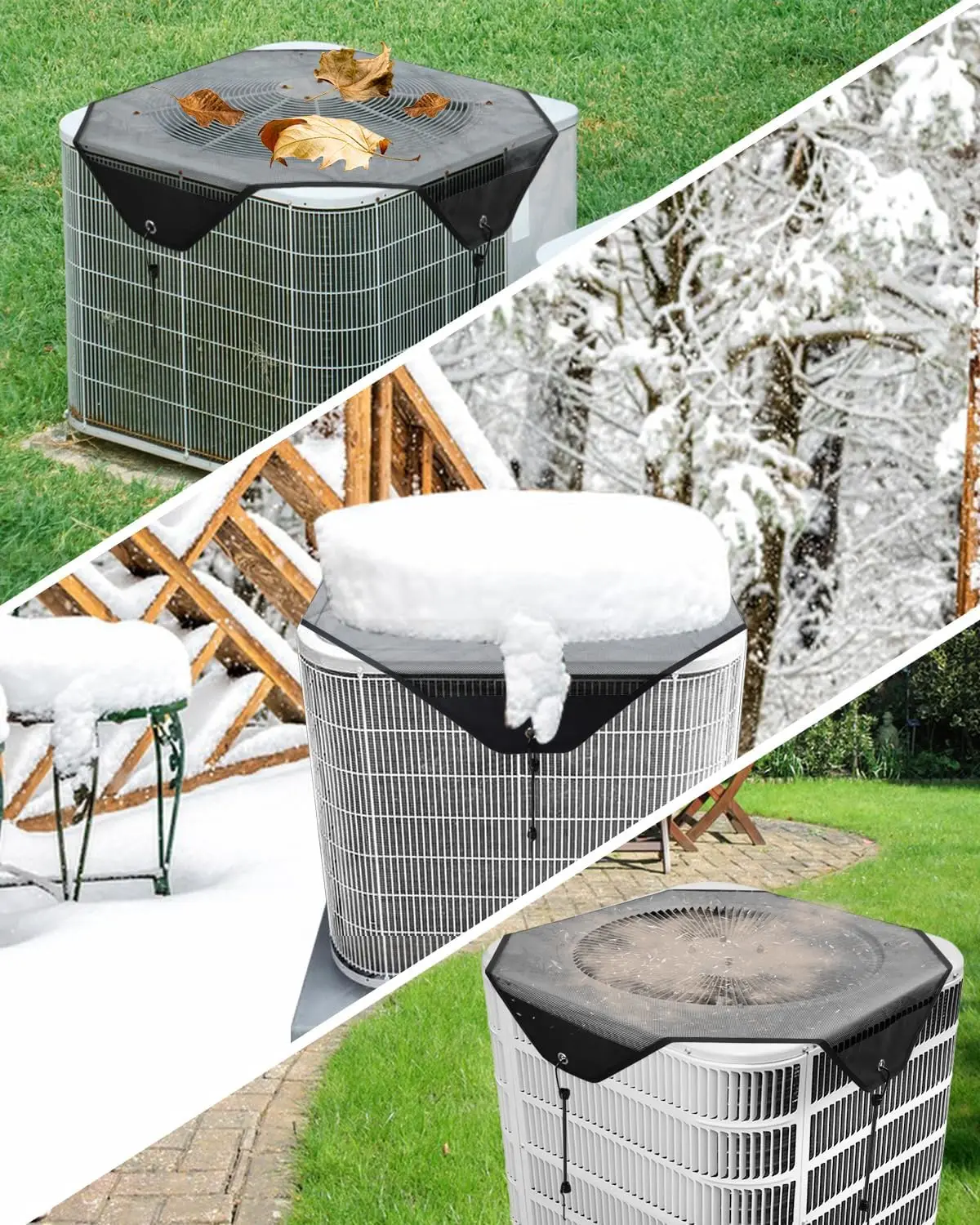Central Air Conditioner Covers for Outside Unit, Mesh Shade, Breathable Top Universal Mesh Cover Defender for Air Conditioner All Seasons (29'' x 29'') view 5