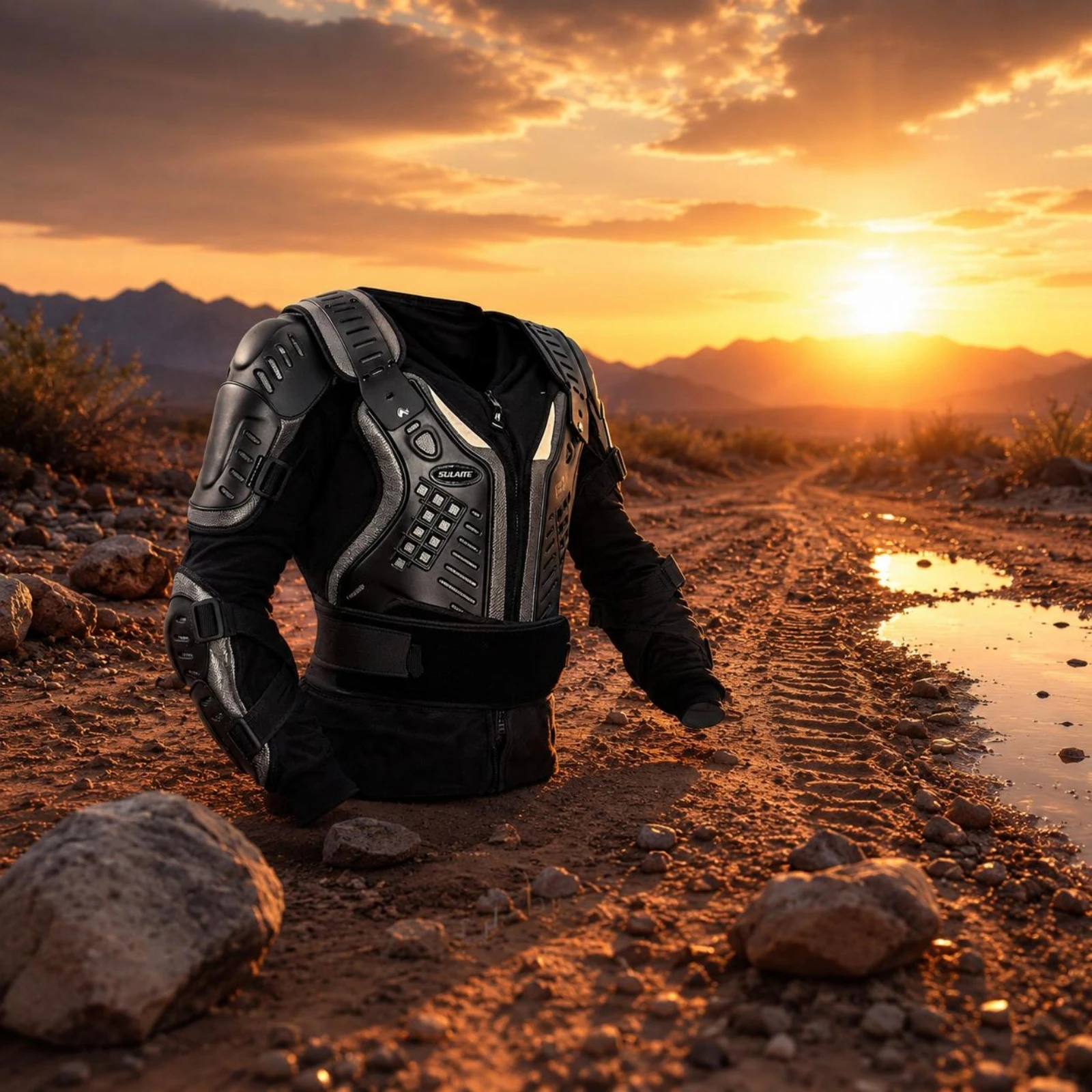Cycling Gear Black - Motosiklet Koruyucu Ceket Sert Kabuklu Motokros