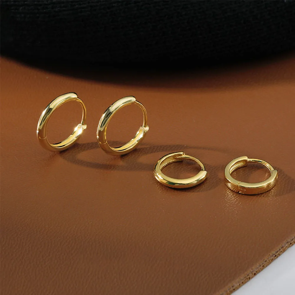 Gifts Gold Huggie Women Simple 6mm/8mm/10mm/12mm Round Earring Ear Buckle Hoop Earrings Minimalist