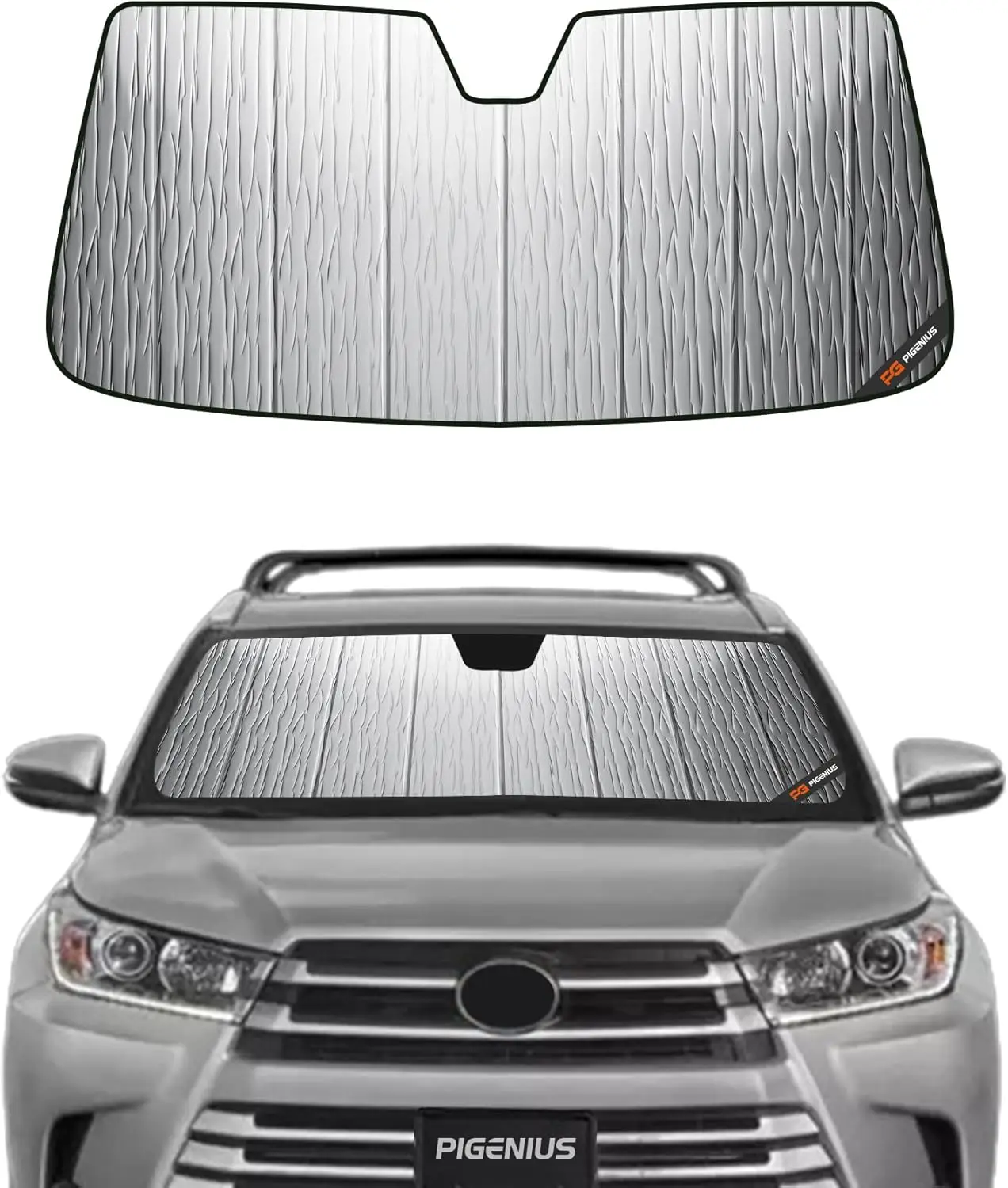 

Windshield Sunshade for Highlander 2014-2019 - Reversible Silver/Black