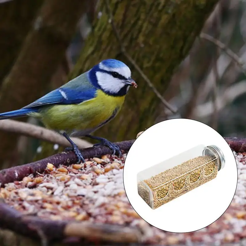 Kwartelvoeder Duidelijk Geen Puinhoop Kippenfeeder 4 Schattige Beervoerpoorten Draagbare Flesvormige Vogelvoeders Kooiaccessoires Voor