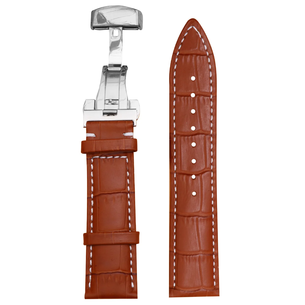 

22 Mm Calfskin Replacement Strap Watch Bands for Cowhide Watchstrap Wrist White
