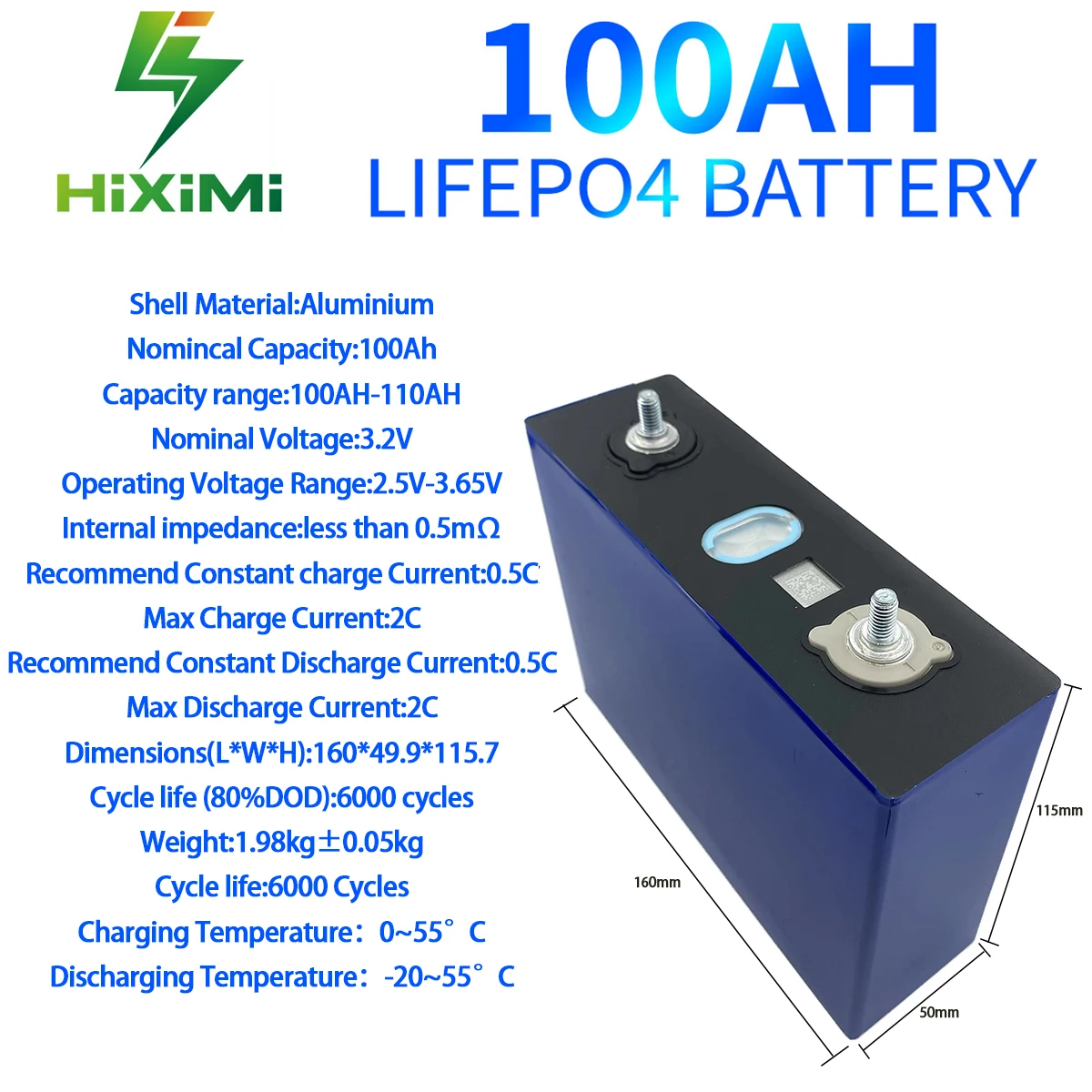 خلية LiFePO4 50Ah 3.2 فولت 90Ah 100 أمبير/ساعة بطارية ليثيوم فوسفات الحديد ، لتقوم بها بنفسك ل RV قارب عربة الغولف موتور UPS خارج الشبكة النظام الشمسي
