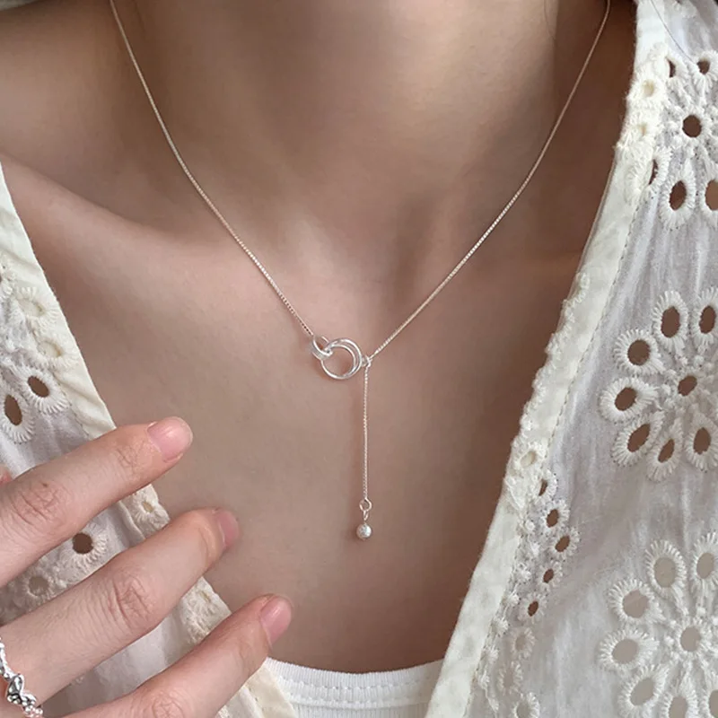 

Двойное круглое ожерелье с кисточками, женское индивидуальное универсальное высококачественное нишевое дизайнерское ожерелье в стиле ключицы