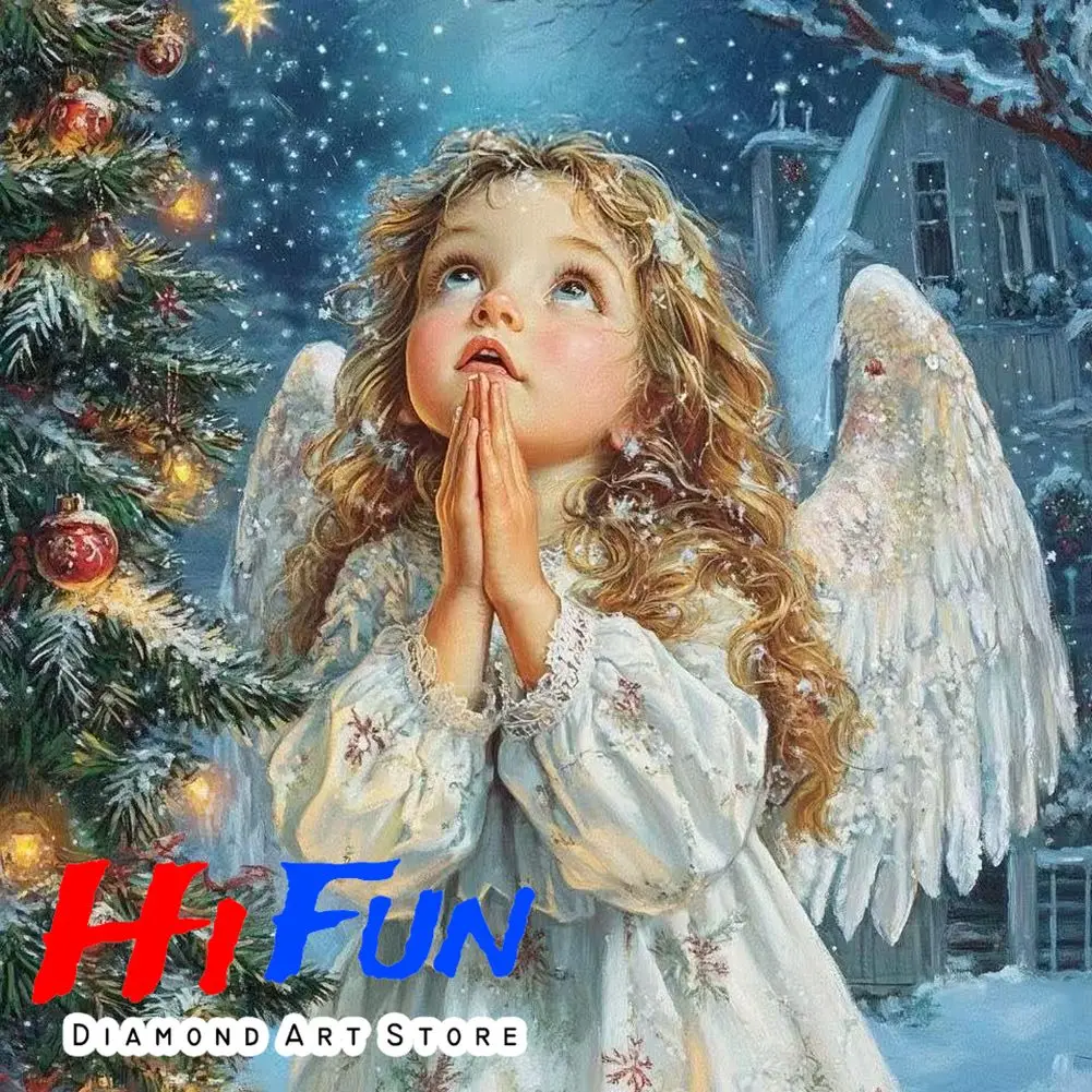 

Diamond Painting Angel Child Prayer DIY Diamond Mosaic Religious Art Nursery Decor Childrens Room Wall Art Gift for Baptism