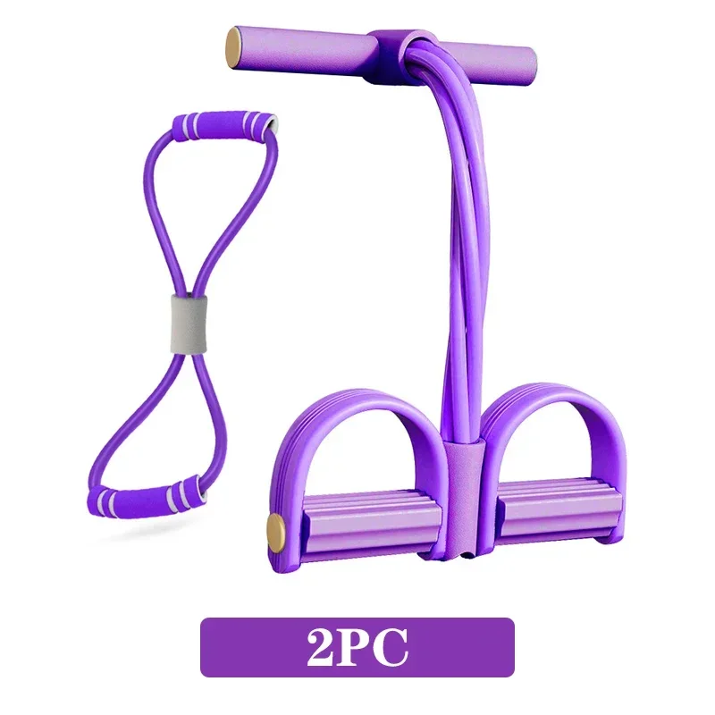 8-character Tensioner Open Back Sit-up Tension Rope Four-pipe Foot Pedal Tensioner Yoga Gym Exercise Outdoor Exercise