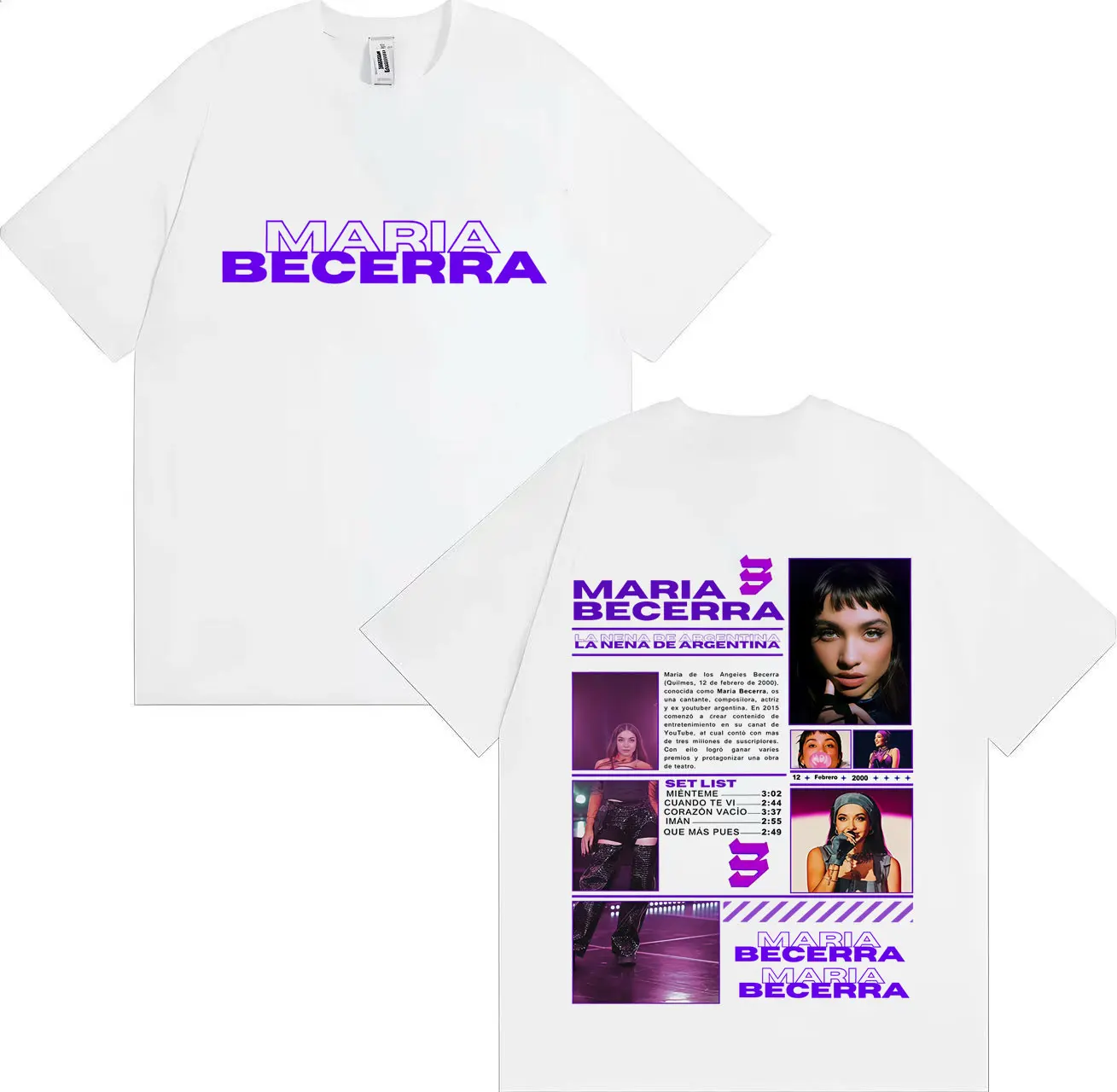 الصيف ماريا بيسيرا لا نينا 2025 جولة Harajuku تي شيرت رجل إمرأة موضة تي شيرت عادية الجمالية المتضخم تي شيرت المراهقين #6