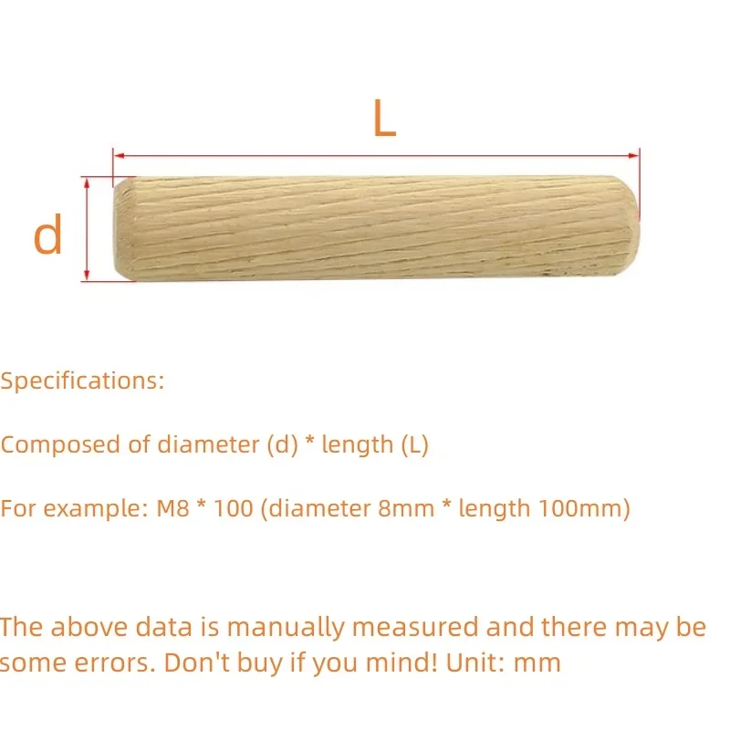 Wooden Dowel Pin M5M6M8M10M12 Wooden Stopper Cabinet Drawer Round Fluted Wood Craft Pins Rods DIY Furnitures Accessories Dowel