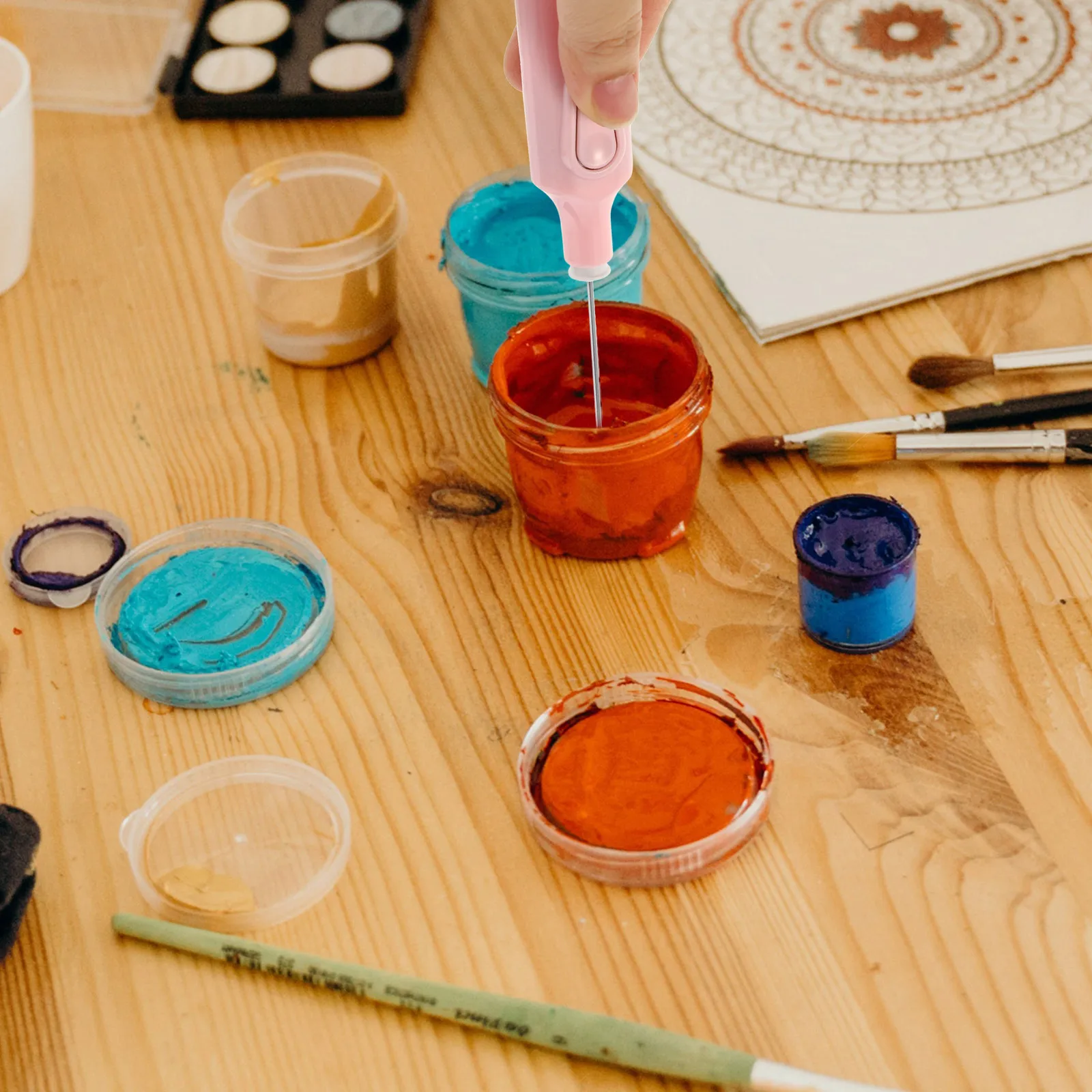 

Electric Pigment Agitator Color Blender Portable Mixer Pink Paint Shaker Gouache Stirrer Student Supplies Painting Tools
