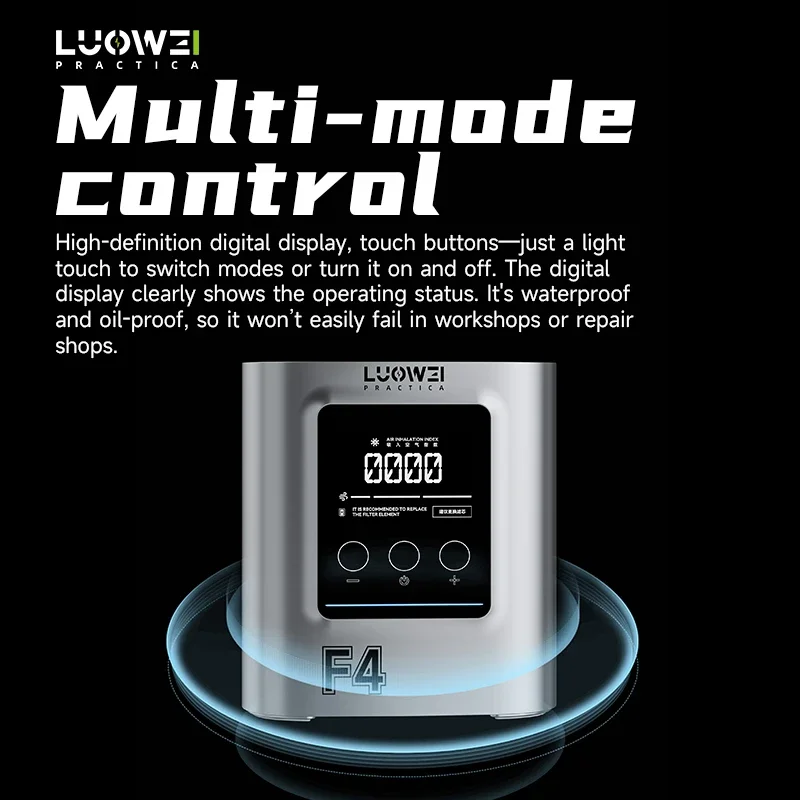 LUOWEI F4 Solder Smoke Absorber Desktop Fume Extractor Multi Layer Filter Digital Display for Soldering Repair Work Tools