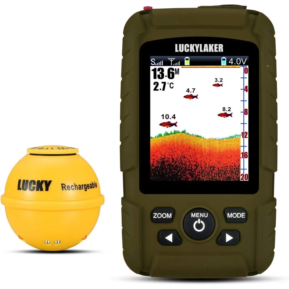 Portable Sonar Fish Finder Boat Depth Fishing Fish Finders Waterproof Handheld Wireless Fishing Finder Kayak Transducer