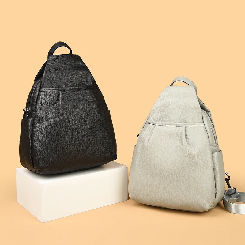 Women Backpack 100% Genuine Leather Anti-theft Button Elegant Female Travel Bags Schoolbag For Girl Holiday Knapsack сумка 가방