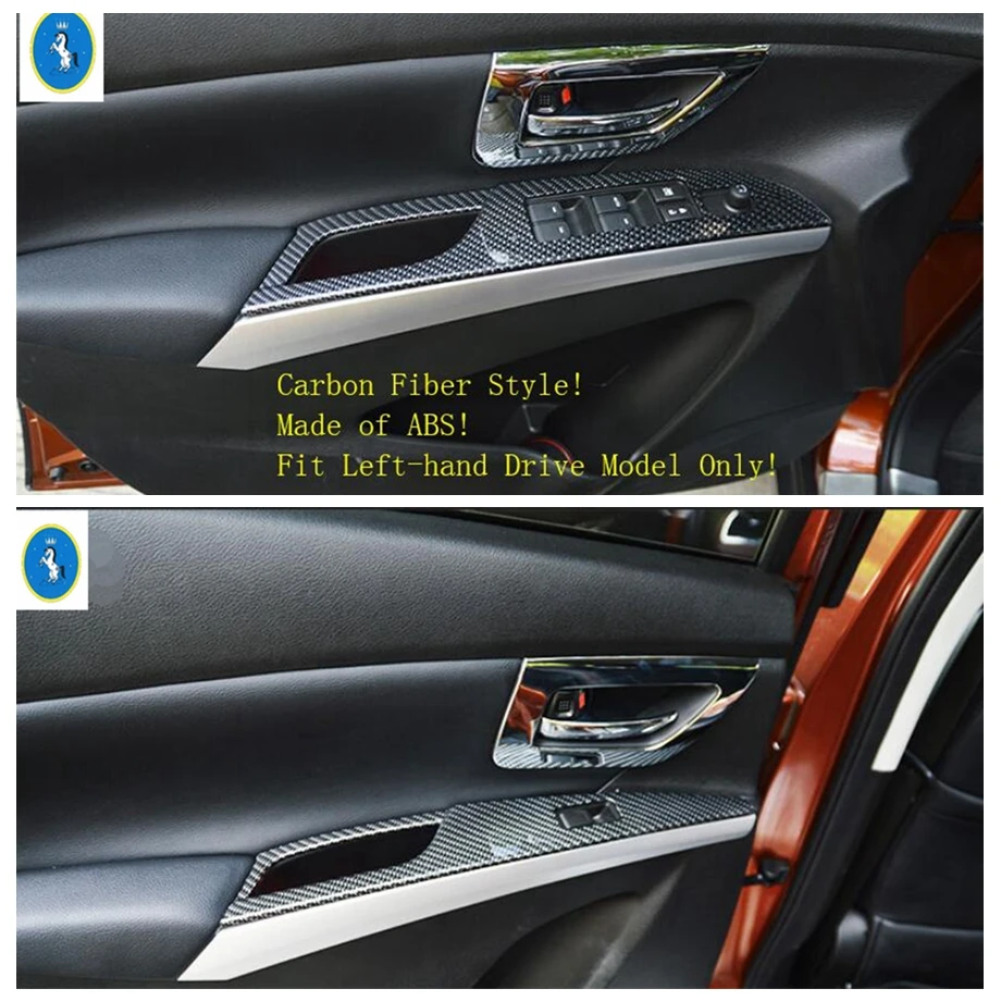 Door Armrest Window Glass Lift Button Decor Panel Cover Trim For Suzuki Sx4 s-cross 2014 - 2022 Matte / Carbon Fiber Accessories