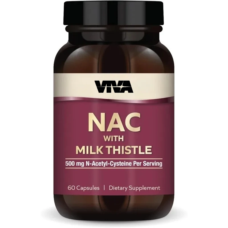 NAC Milk Thistle Capsules 500mg per serving NAC Liver Support, (60 capsules) Non GMO, soy free, gluten free