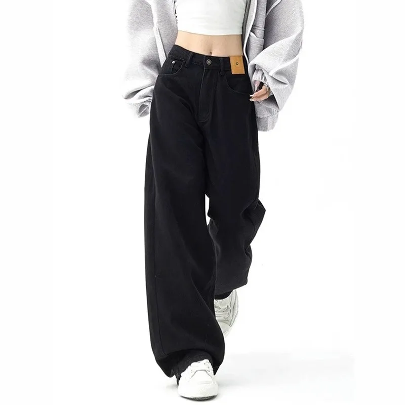 

American Retro Straight Leg Denim Jeans Women Summer Loose Slimming Hip Covering Pear Shape Body High Waist Wide Leg Pants