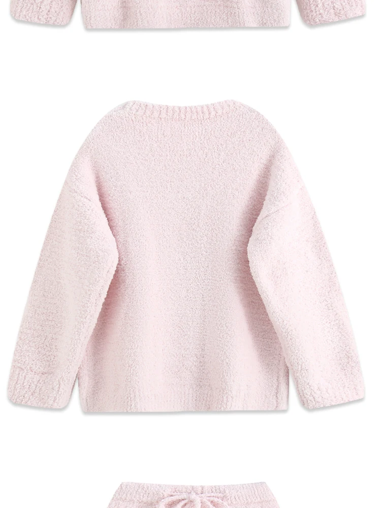 النمط الياباني لطيف الكرتون فتاة الخريف الشتاء رقيقة بيجامة من الصوف 2025 نمط جديد يمكن ارتداؤها الحلو المرجان الصوف Homewear للنساء